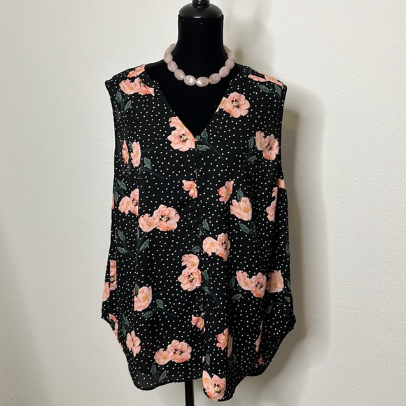 Torrid Harper size 1 sleeveless semi-sheer button-up floral blouse - Picture 8 of 11